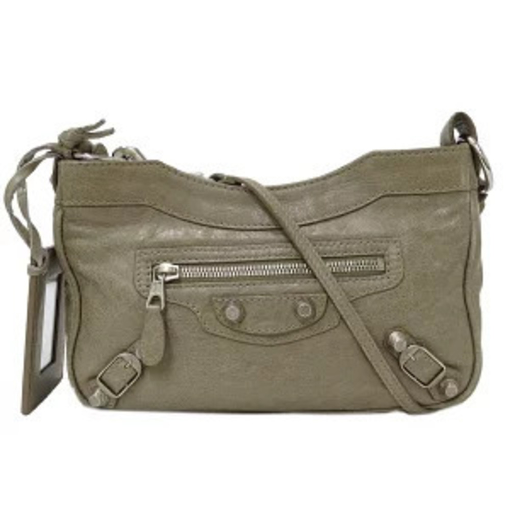 Balenciaga Bag Shoulder Leather Beige Greige Gray Crossbody